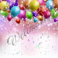 Баннер с воздушными шарами на день рождения (макет "Шары #2", ПОД КЛЮЧ с печатью, доставкой, монтажом и вывозом)