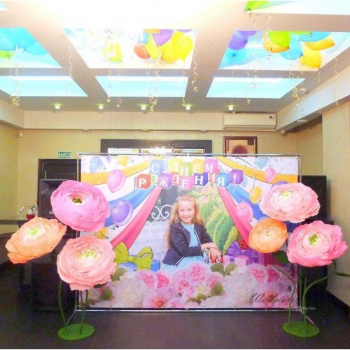 Баннер на день рождения (макет "Цветочный", "ПОД КЛЮЧ")