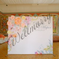 Баннер пресс-волл на свадьбу (макет "Цветочный рустик", "ПОД КЛЮЧ")