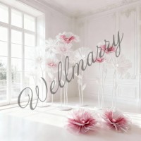 Ростовой цветок из органзы "Мак белый White/Pink" купить